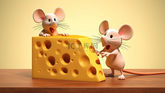 国潮古代女子背景图片_老鼠和奶酪的 3D 插图