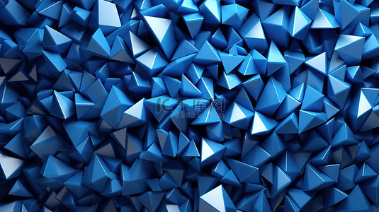 背景上蓝色色调的三角金字塔的 3D 渲染