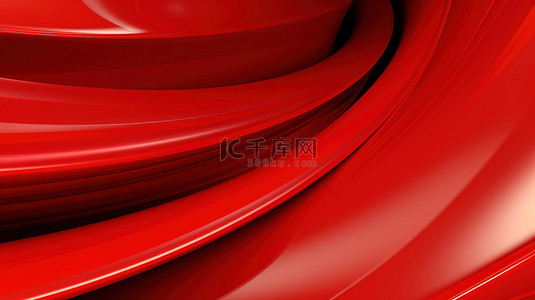 循背景图片_具有弯曲扭曲形状和平行线的抽象 3D 插图红色塑料管纹理