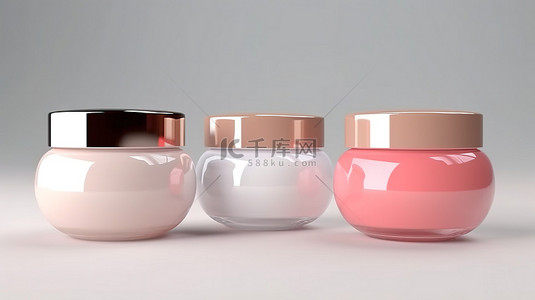 包装正面背景图片_塑料材料正面化妆品罐的 3D 渲染