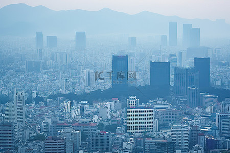 首尔城市背景图片_首尔的山景城市建设