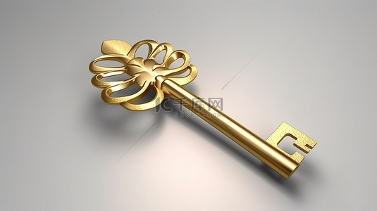 钥匙背景图片_象征增长的金钥匙的商业理念 3D 渲染