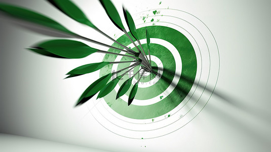 结合背景背景图片_绿色目标靶心被白色背景上的三个 3d 箭头击中