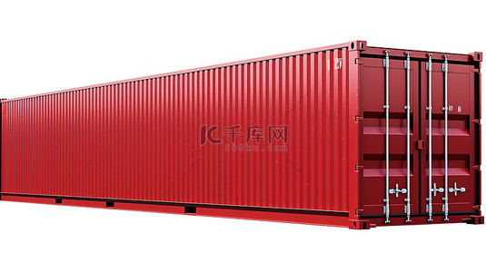 适合国际进出口的红色集装箱的独立 3D 渲染