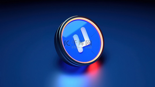 带有“喜欢”按钮的蓝色背景的 3d 渲染