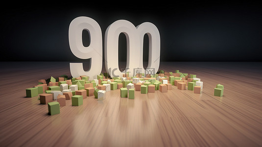 表彰 90 000 名订阅者令人惊叹的 3D 渲染祝贺社交媒体卡