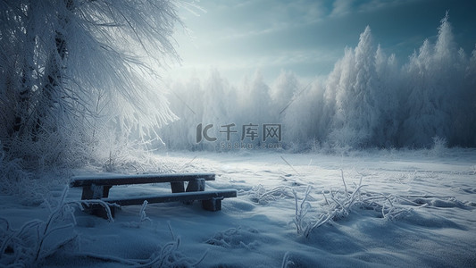 大雪背景图片_雪地积雪凳子背景