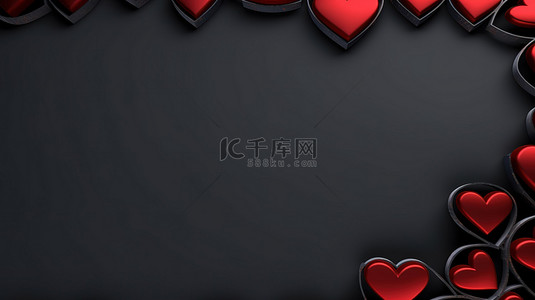 情人节庆祝活动的 3d 红心边框