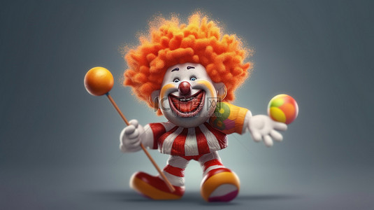 一个快乐的小丑的俏皮 3D 描绘