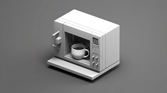 等距微波炉咖啡机的单色 3d 图标