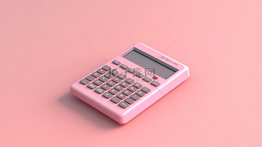 按计算器背景图片_粉红色背景上计算器的 3D 渲染插图