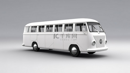紧凑型白色巴士非常适合城市和郊区旅行 3d 渲染
