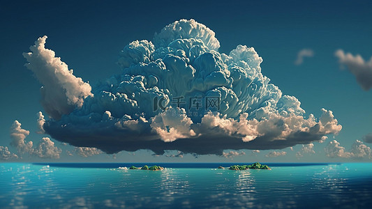 鲸背景图片_大海天空云层蓝色海面