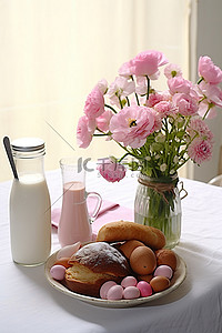 当地背景图片_新鲜的早餐包括当地食物和鲜花