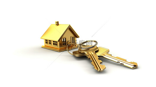 3d 隔离中的房子和钥匙