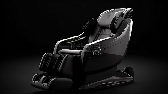 孤立的白色背景 3D 渲染商业概念在黑色按摩扶手椅上放松