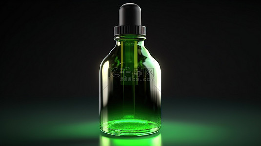 癌症治疗手段背景图片_绿色血清瓶的 3d 视觉效果