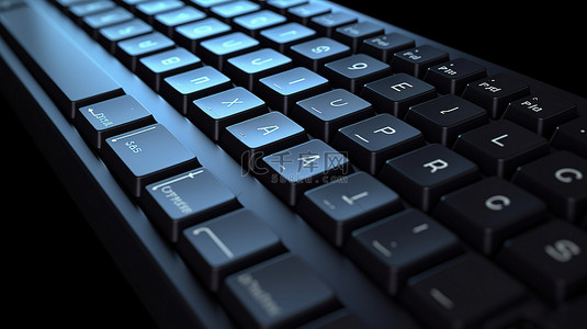 数码产品的背景图片_技术符合合规性 3D 渲染黑色键盘，带商务钥匙