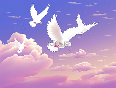 和平的白鸽背景图片_可以看到一群白鸽在天空中飞翔