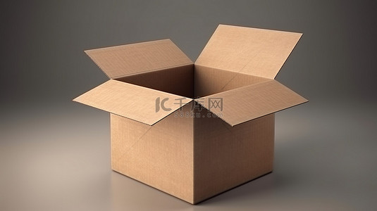 草纸箱子背景图片_未密封的棕色纸板箱的 3d 渲染
