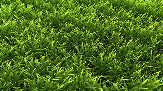 渲染绿背景图片_郁郁葱葱的草地春季和夏季天然绿草纹理的 3D 渲染