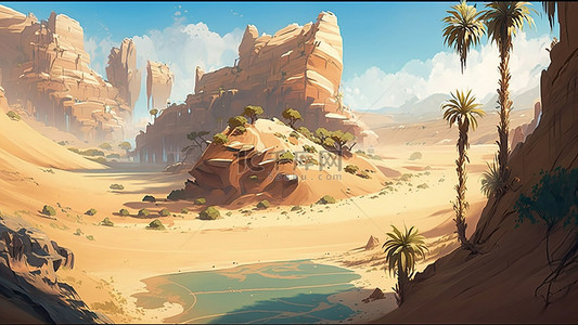 荒漠风景背景图片_游戏绿色沙丘