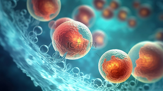 抑制细菌背景图片_1 间充质胚胎和组织特异性干细胞的 3D 渲染