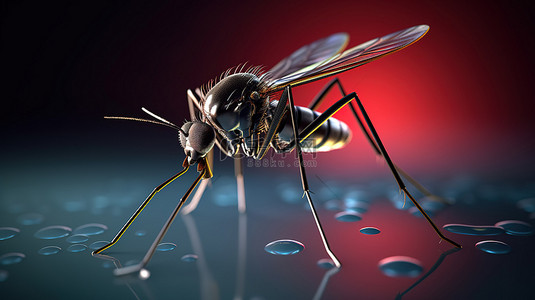 疟疾消杀背景图片_一只蚊子的 3d 渲染