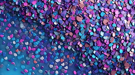 闪光壁纸背景图片_紫色和蓝色色调的闪闪发光的颗粒，以 3D 呈现的未来派壁纸设计