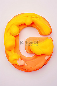 橙色英语背景图片_白色表面上涂有黄色和橙色的粉红色字母 g