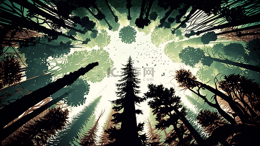 森林剪影插画背景