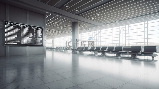 飞机商务舱背景图片_3d 渲染的出发机场航站楼商务舱标志牌的插图