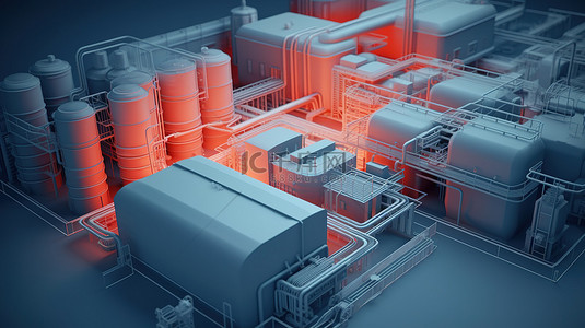 报道流程背景图片_3D 可视化流程插图中的工厂流程
