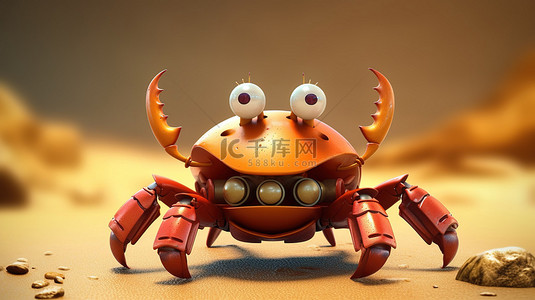暑假美食背景图片_搞笑螃蟹 3D 插图杰作