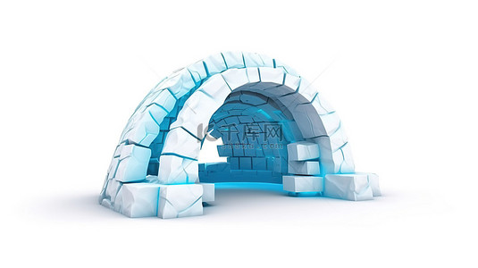 三面堡垒背景图片_白色背景 3d 渲染上的冰堡垒