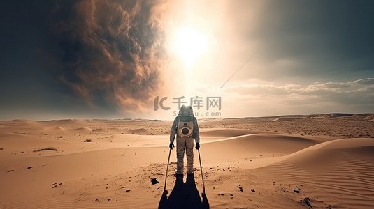 星球太空人背景图片_宇航员传送到新星球的星体旅行 3d 插图