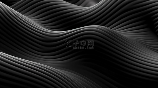 具有 3D 渲染的抽象波浪和黑线的模板背景