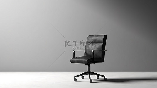 时尚现代黑色办公椅，带金属框架，浅色背景 3D 渲染海报