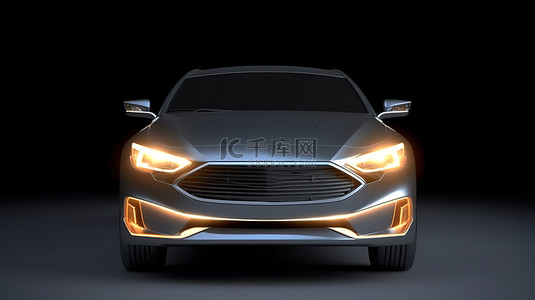前端背景背景图片_汽车前端的 3D 插图，配有车头灯和无品牌设计