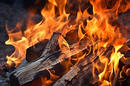 木头中的火和火焰