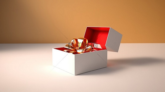 蝴蝶结布的背景图片_渲染的 3D 礼品盒展示在讲台上