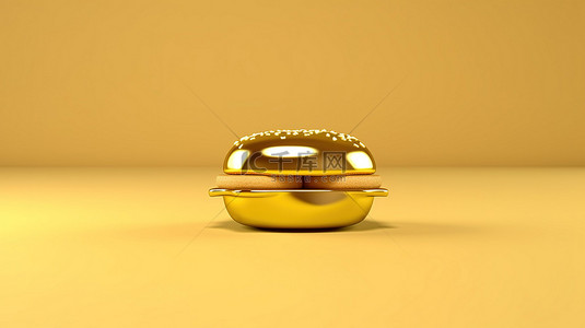 简单而优雅的芝士汉堡的金色 3D 渲染