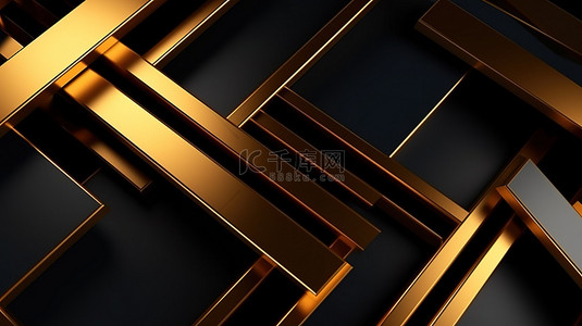 专业模板时尚背景上金色几何线条的简约而精致的 3D 插图