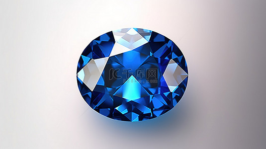 钻石蓝色背景图片_椭圆形蓝色蓝宝石宝石的 3D 渲染