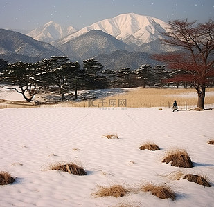 雪地远眺，山峦叠翠