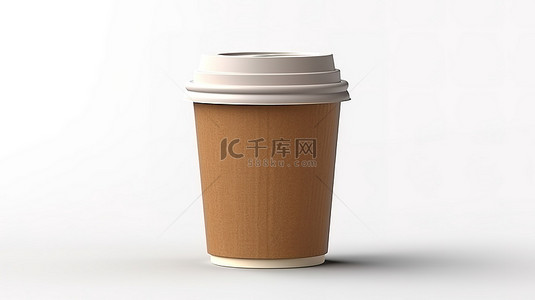 白色隔离一次性咖啡杯的 3d 渲染