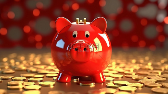 存钱罐的 3D 渲染说明了存钱的想法