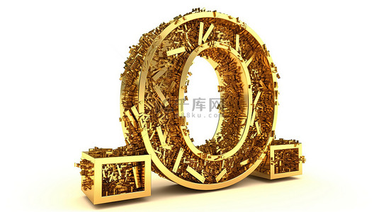 白色货币符号背景图片_在白色背景上隔离的金色美元货币符号的 3d 渲染