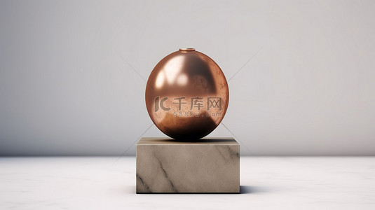 抛光大理石支架上的爆炸徽章青铜炸弹非常适合网站社交媒体演示3D 制作的设计模板