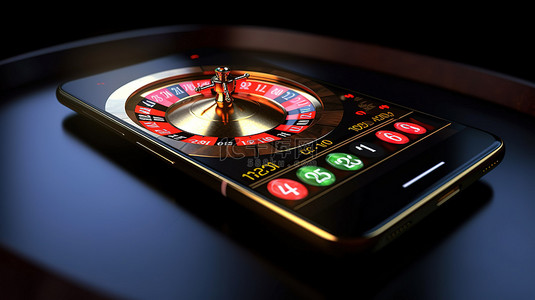 游戏牌桌桌面背景图片_3D 手机屏幕上的移动游戏体验轮盘赌轮和老虎机